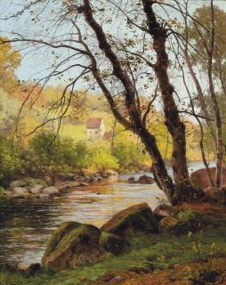 René Charles Edmond His - On the river bank