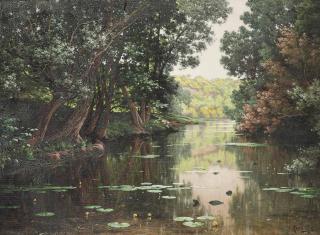 René Charles Edmond His - Water Lilies on the river