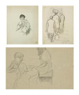 Rene-Georges Hermann-Paul - Pauline et son fils Jean et le valet de chambre arrivant à Elisabeth College