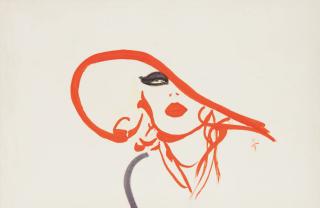 Rene Gruau - Femme au chapeau