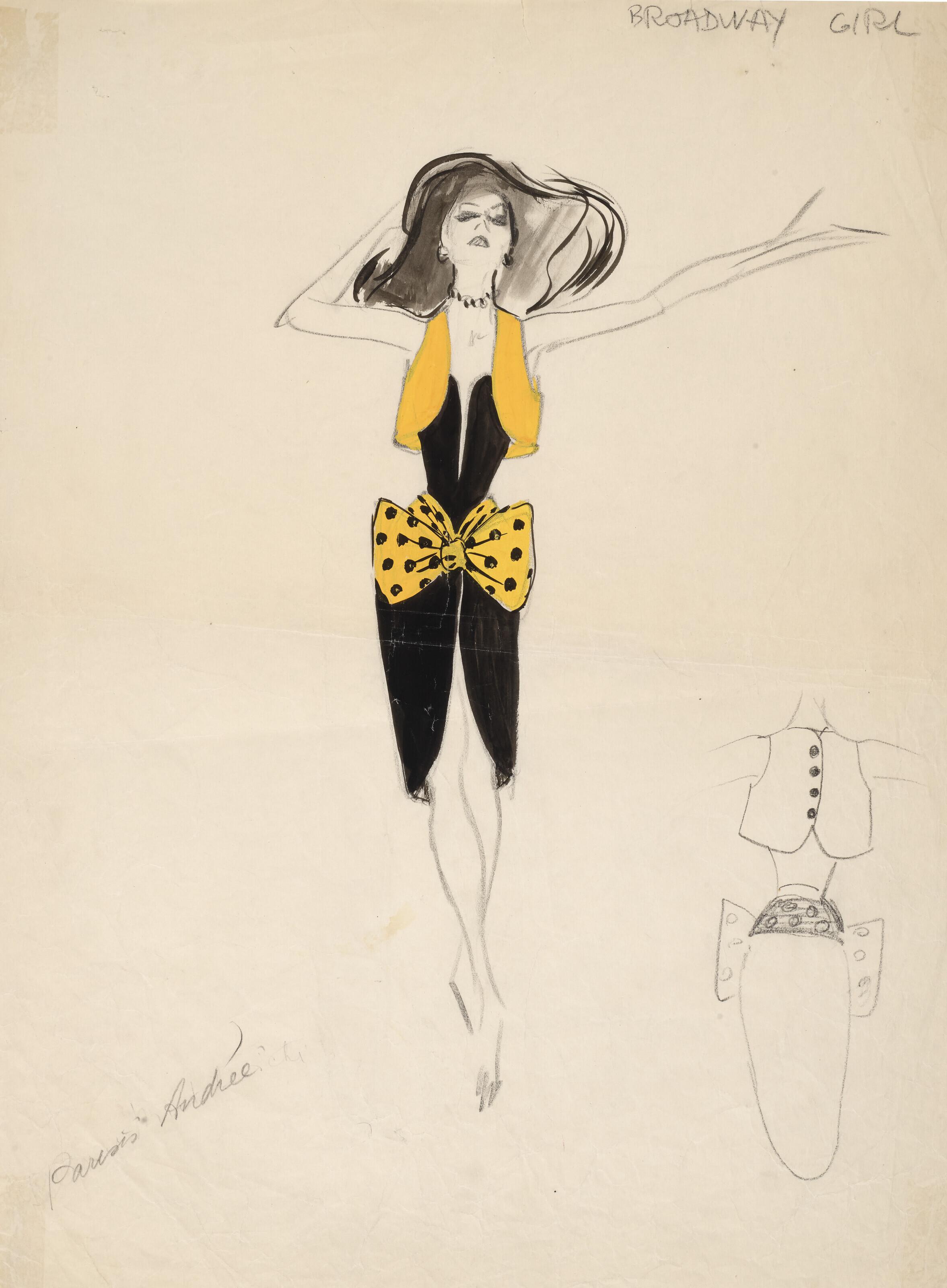 René Gruau - Maquette de costume pour \'\'Ciné Bijou - Broadway Girl\'\' (1953)