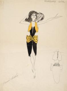 René Gruau - Maquette de costume pour \'\'Ciné Bijou - Broadway Girl\'\' (1953)