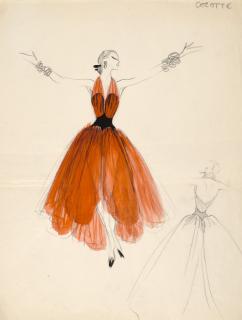 René Gruau - Maquette de costume pour \'\'Ciné Bijou - Cocotte\'\' (1953)