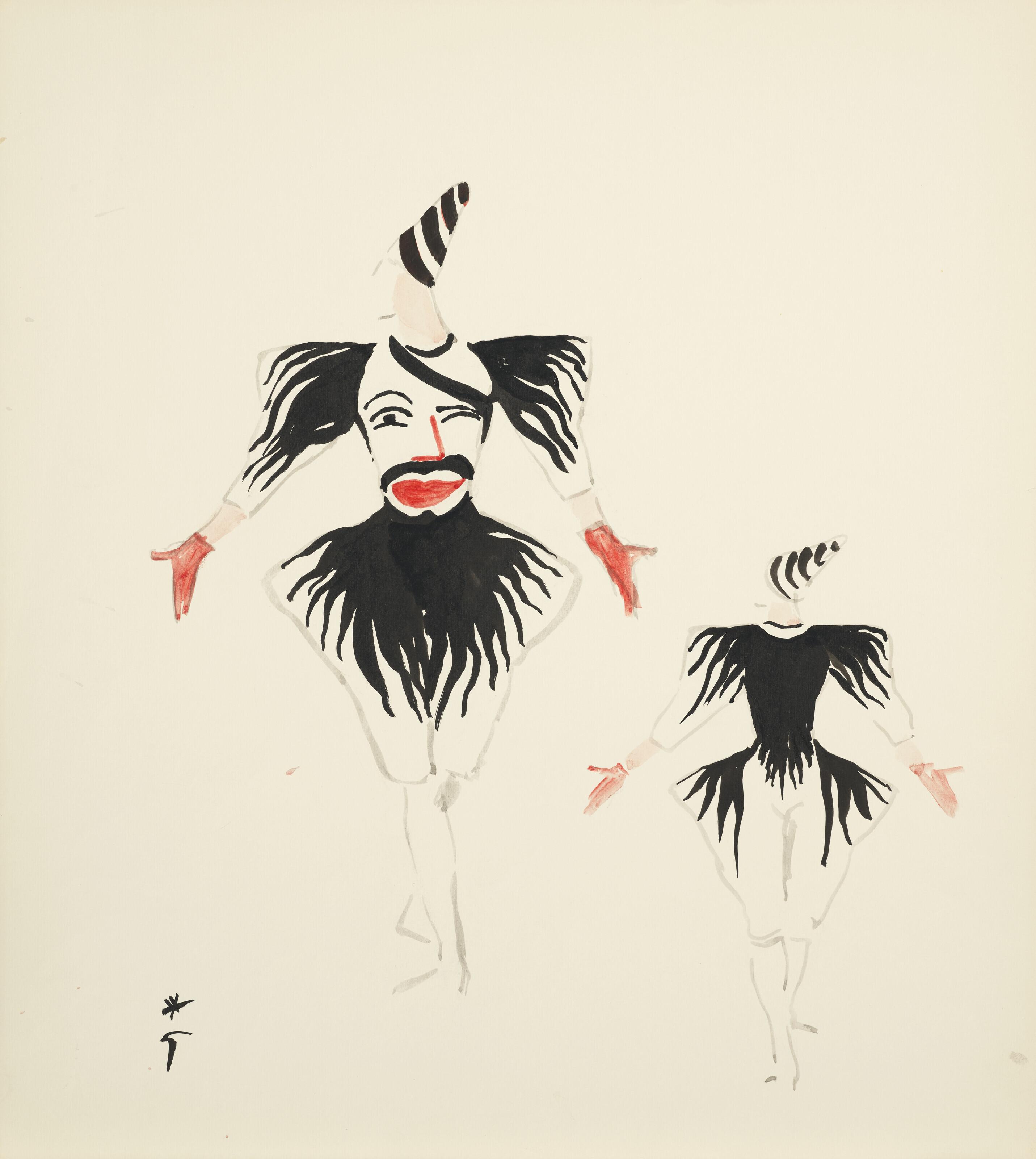 René Gruau - Maquette de costume pour \'\'Les Valses de Ravel\'\'