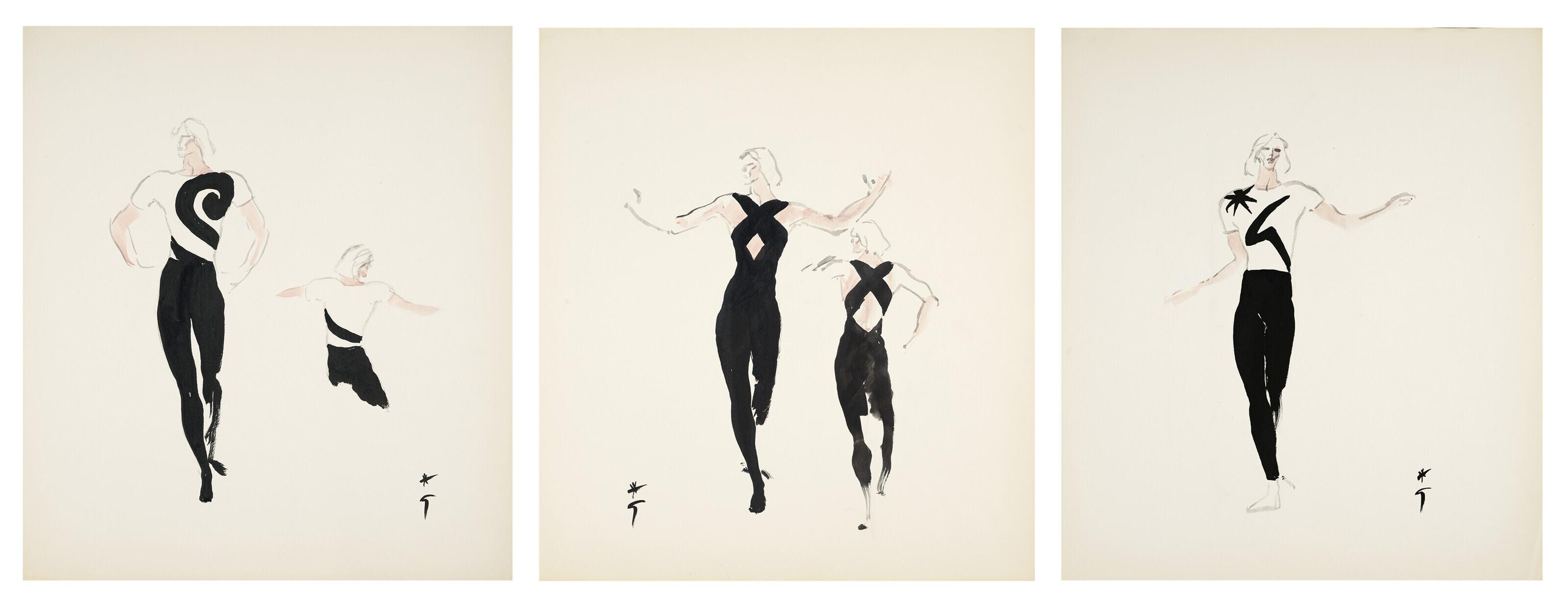 René Gruau - Maquette de costumes pour \'\'Les Valses de Ravel\'\'