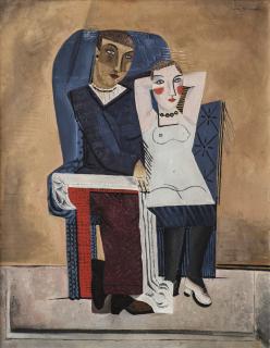 René Guiette - Homme Et Femme Au Fauteuil Gris Ou Le Fauteuil Gris