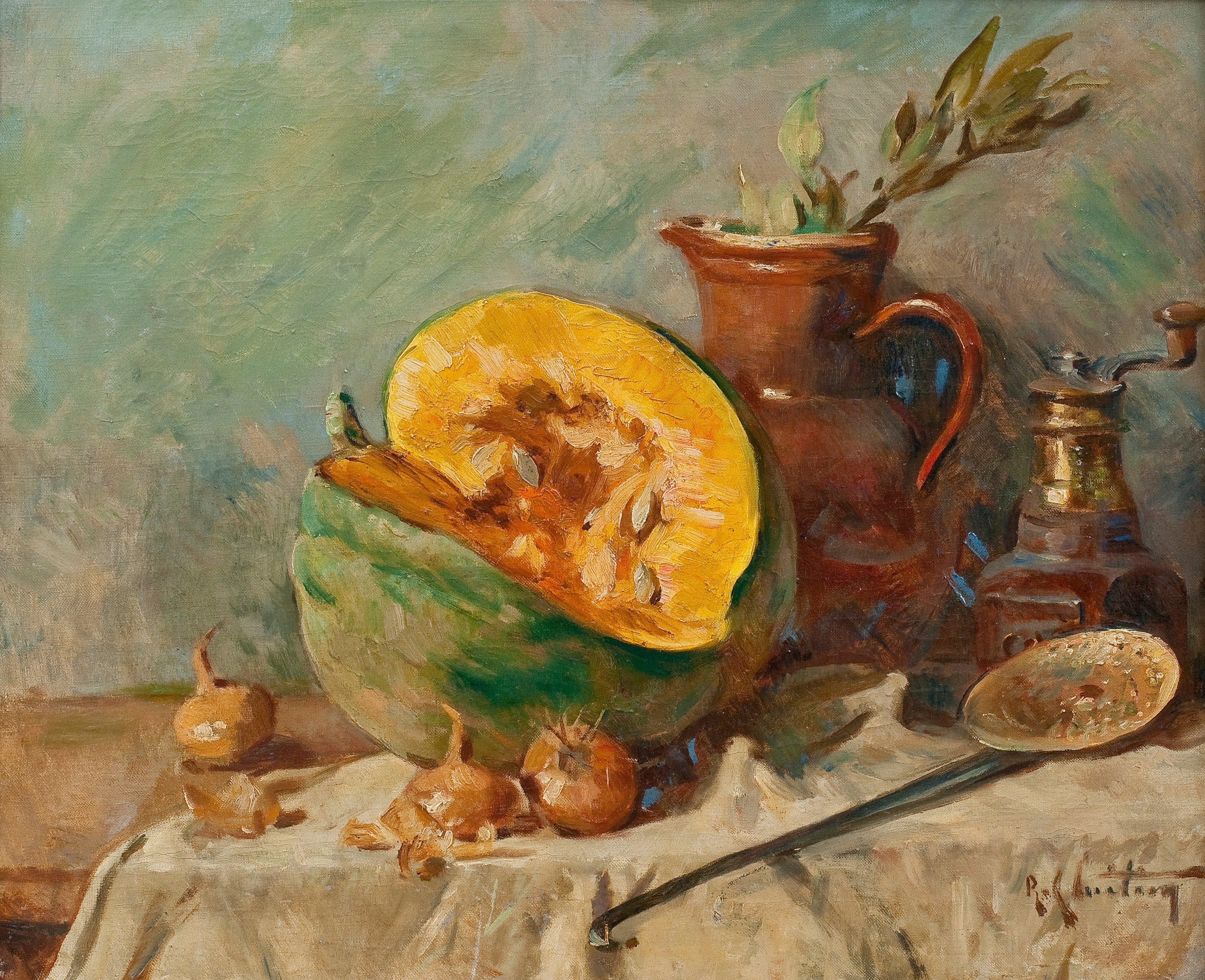 René Louis Chrétien - Nature Morte With A Melon.