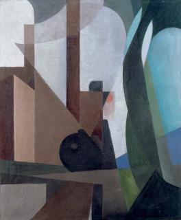 René Magritte - Composition with locomotive