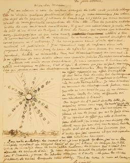 René Magritte - Handschriftlicher Brief mit einer Sonnenzeichnung.