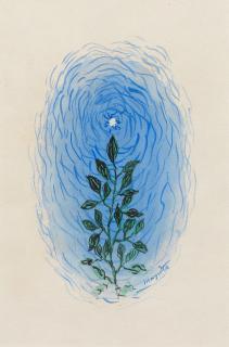 René Magritte - Sans titre (Plante avec fleur et feuilles)