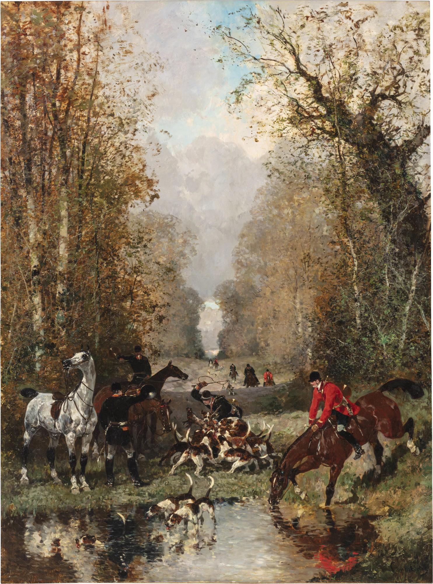 René Pierre Charles Princeteau - L\'Hallali en forêt de Chantilly (Equipage du Duc d\'Aumale)