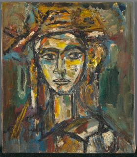 René Portocarrero - Busto de mujer 15 15/16 x 14 in (40.5 x 35.5 cm)