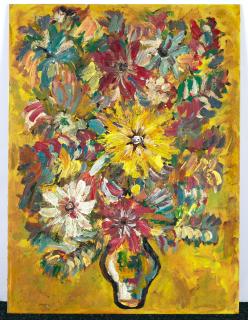 René Portocarrero - Florero sobre fondo amarillo