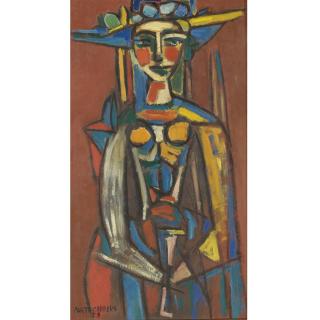 René Portocarrero - Mujer Con Sombrero