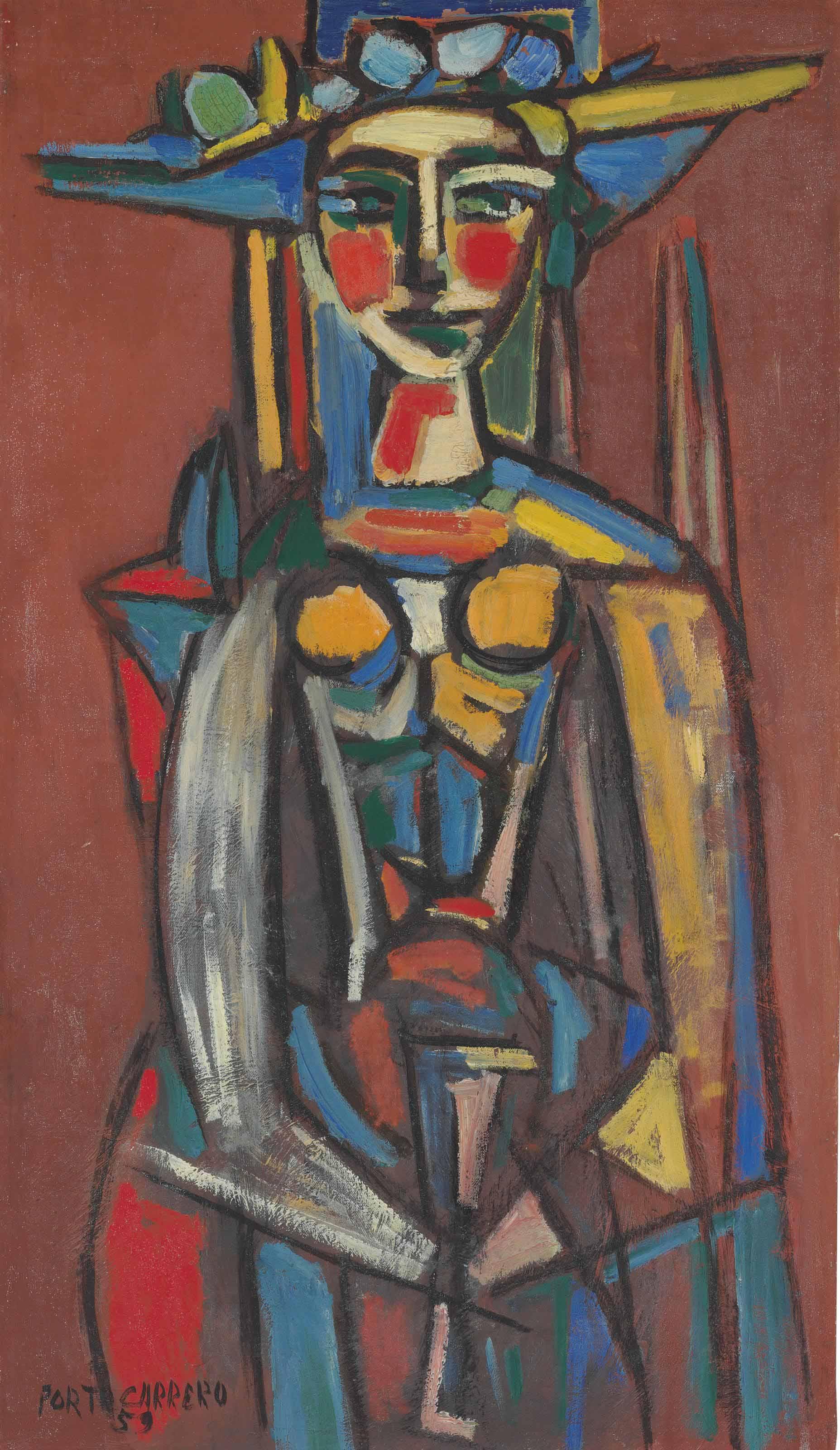 René Portocarrero - Mujer Con Sombrero