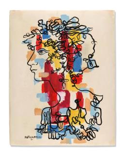 René Portocarrero - Mujer ornamentada 23 x 17 15/16 in (58.4 x 45.5 cm)