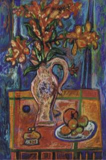 René Portocarrero - Naturaleza muerta con flores y frutas