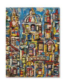 René Portocarrero - Paisaje de La Habana 18 1/16 x 14 in (45.8 x 35.6 cm)