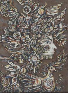 René Portocarrero - Woman and pigeon