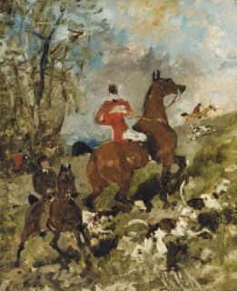 Rene Princeteau - Le comte Geoffroy de Ruillé et son fils à la chasse