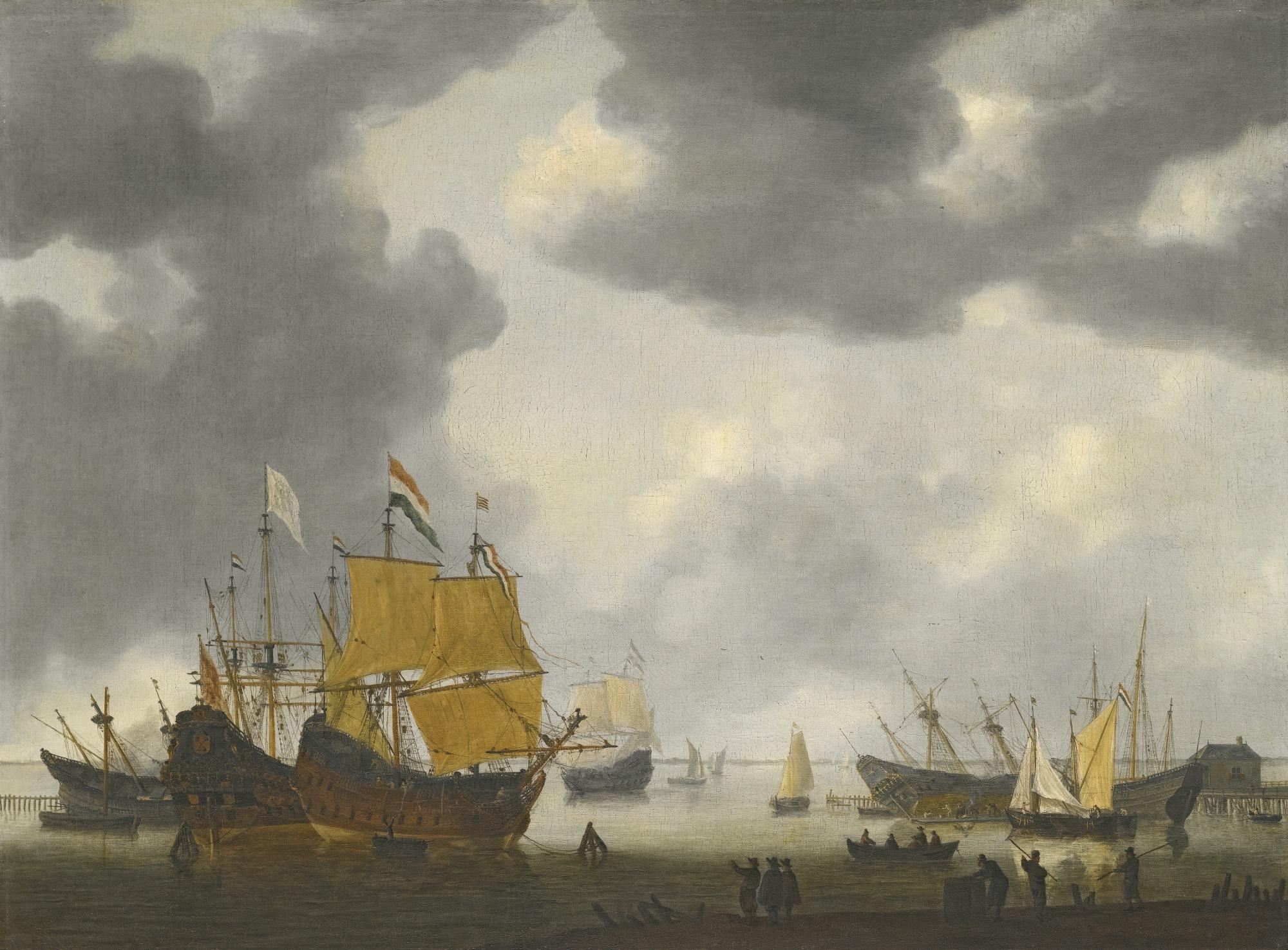Renier Nooms Called Zeeman - Dutch Ships Awaiting Repair On The Ij At Amsterdam