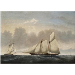Reuben Chappell - A Naval Schooner In Two Positions