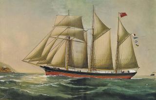 Reuben Chappell - The British Queen of Barrow in coastal waters (illustrated); and The British Queen of Barrow reefed-down in heavy seas