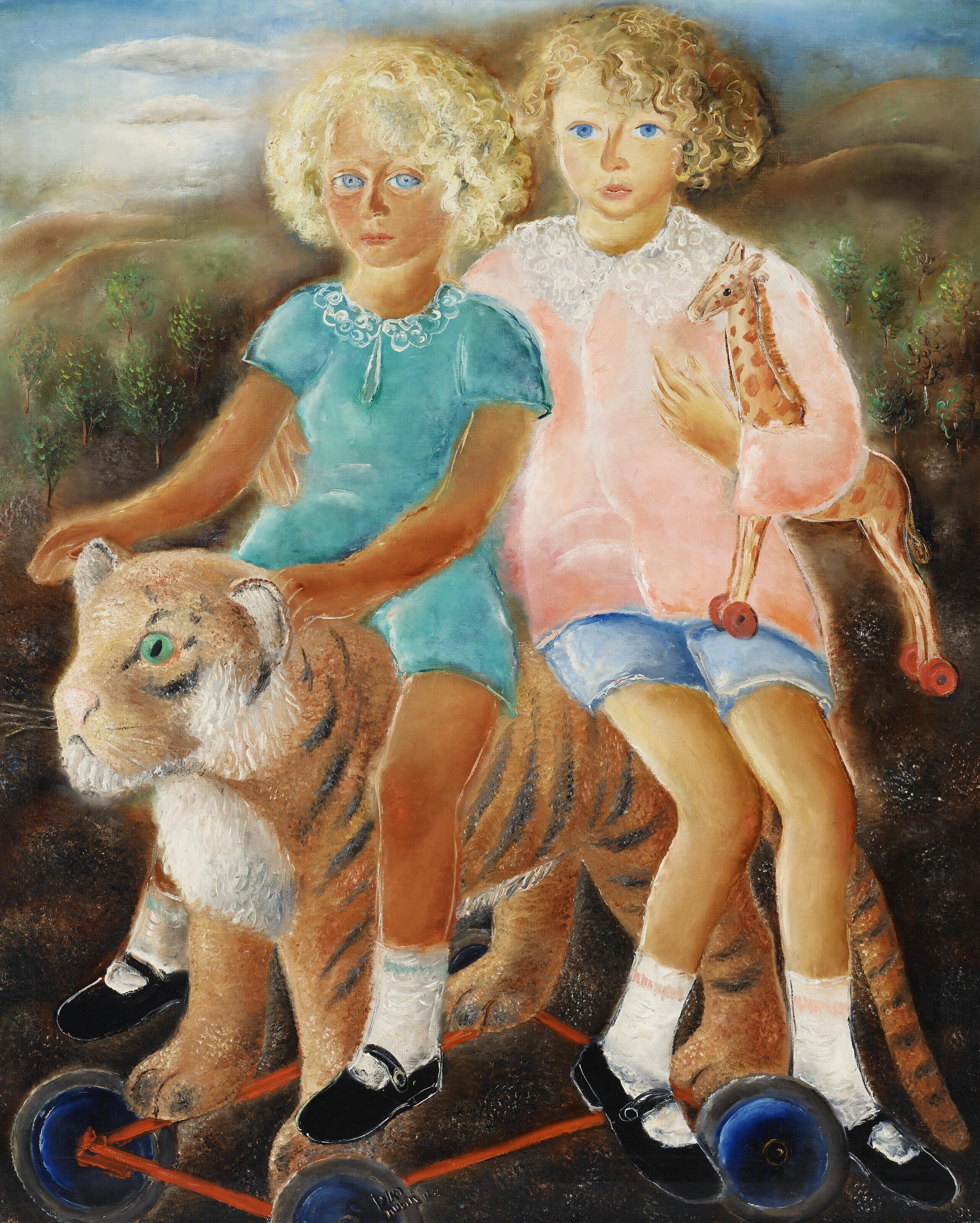 Reuven Rubin - A Double Portrait of Two Boys