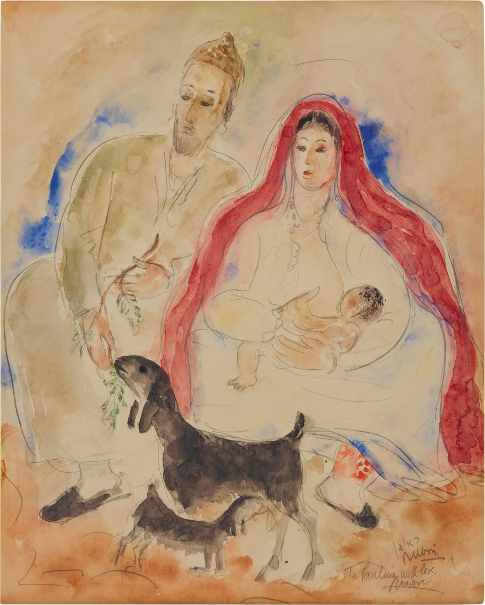 Reuven Rubin - Couple with Baby and Goat