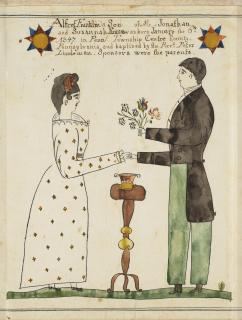 Reverend Henry Young - Baptismal Birth Certificate Fraktur for Alfred Franklin Krauss