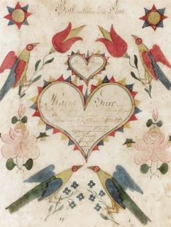 Reverend Henry Young - Birth and Baptismal Certificate for Maria Derr, dated 1827