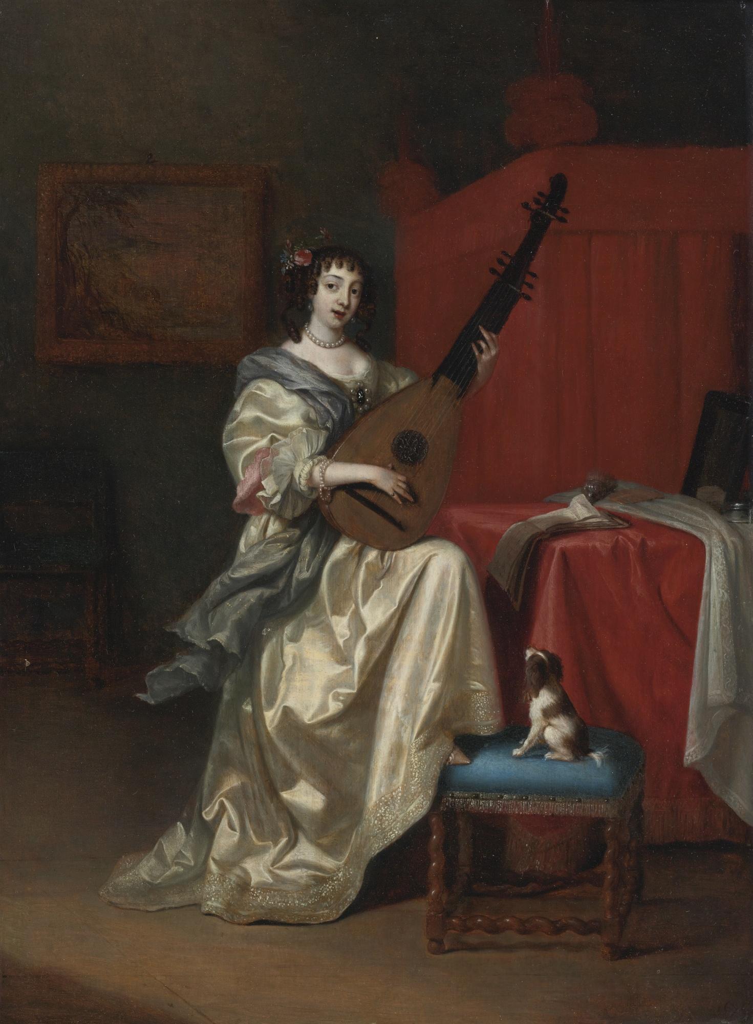 Reynier de la Haye - Portrait Of A Young Woman Playing The Lute