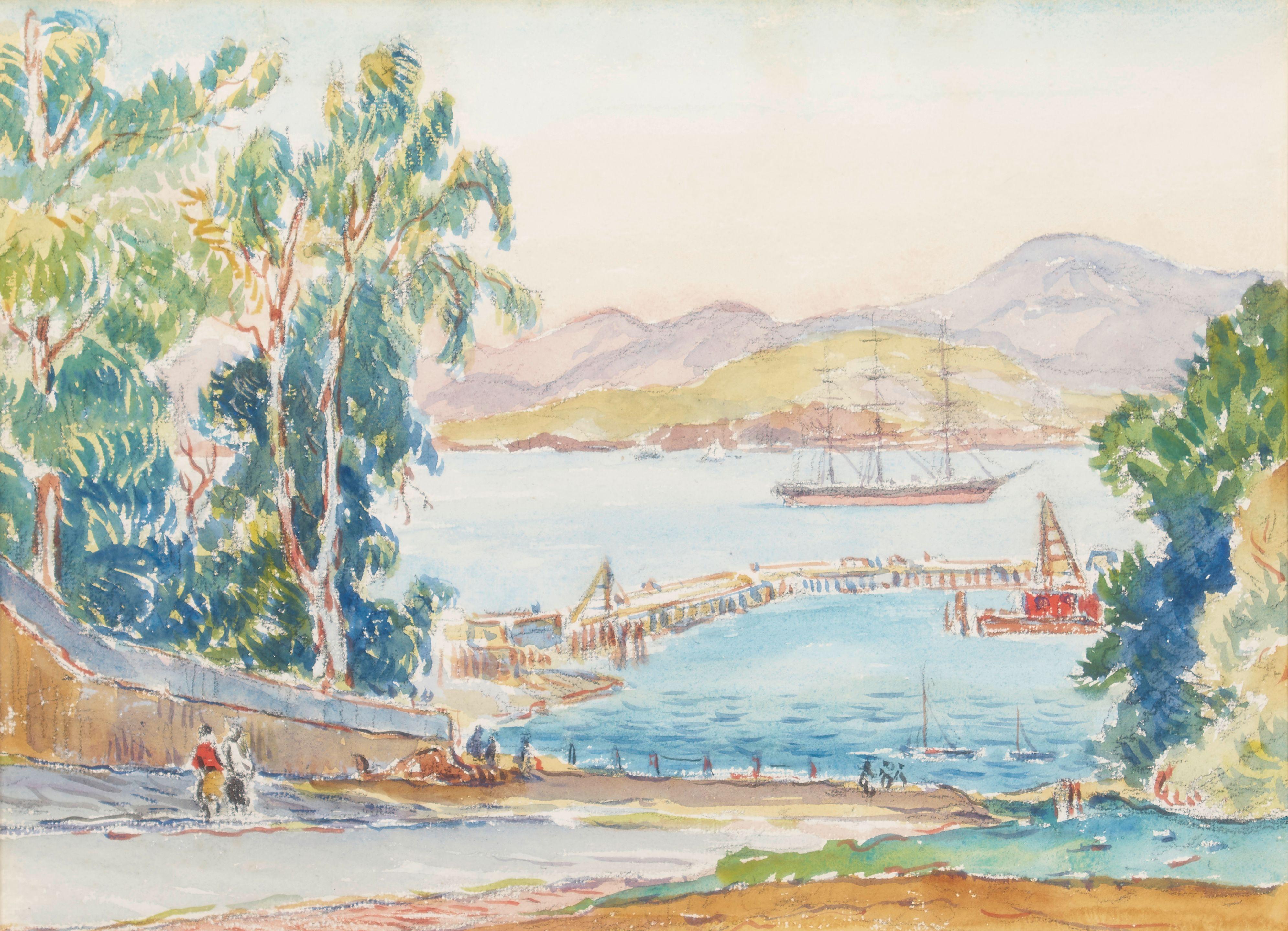 Reynolds Beal - San Francisco Bay sight 10 1/4 x 14 in. framed 18 x 21 3/4 in.