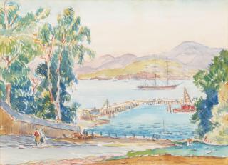 Reynolds Beal - San Francisco Bay sight 10 1/4 x 14 in. framed 18 x 21 3/4 in.