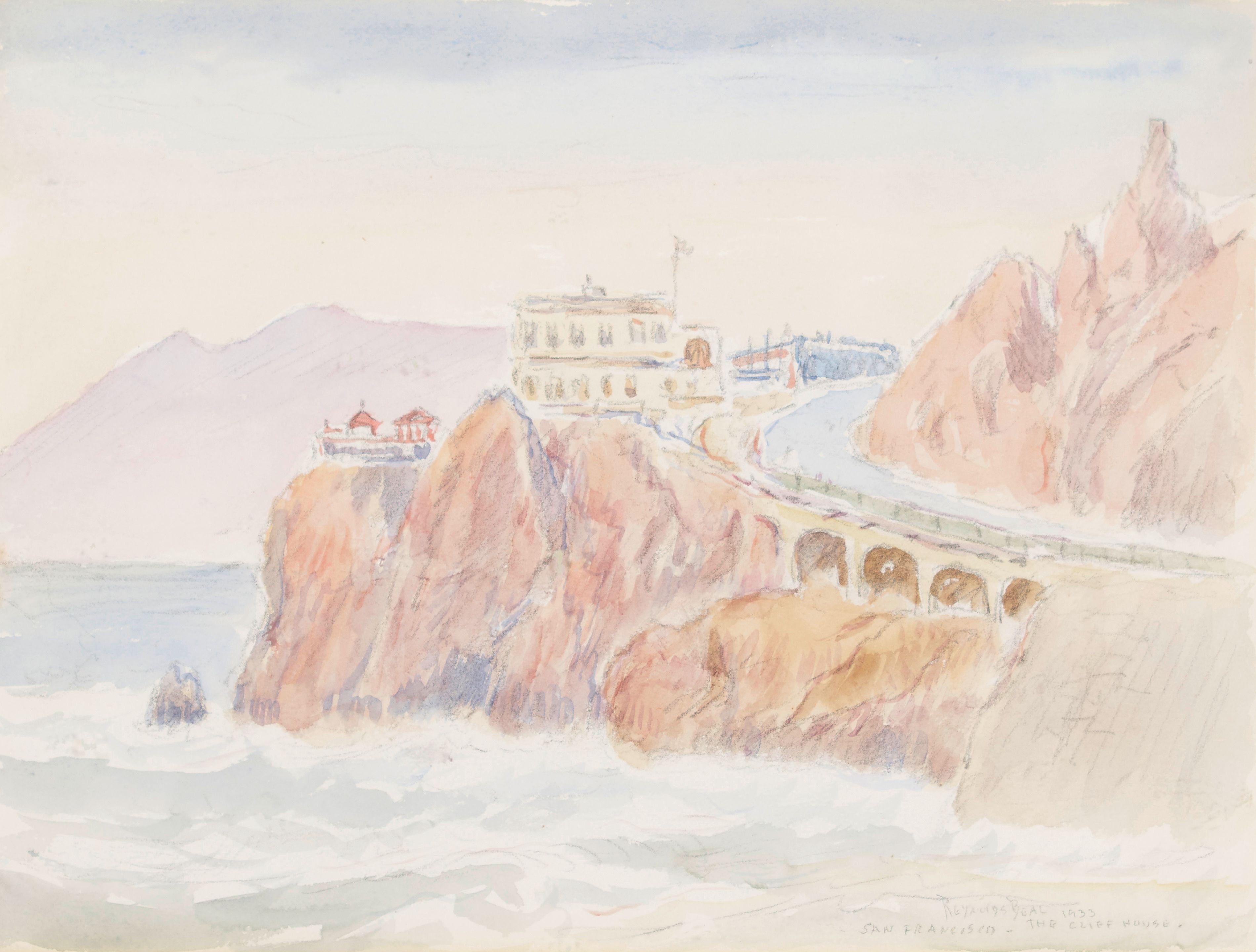 Reynolds Beal - The Cliff House sight 8 3/4 x 11 3/4 in. framed 18 x 20 3/4 in.