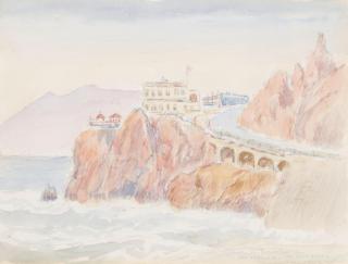 Reynolds Beal - The Cliff House sight 8 3/4 x 11 3/4 in. framed 18 x 20 3/4 in.