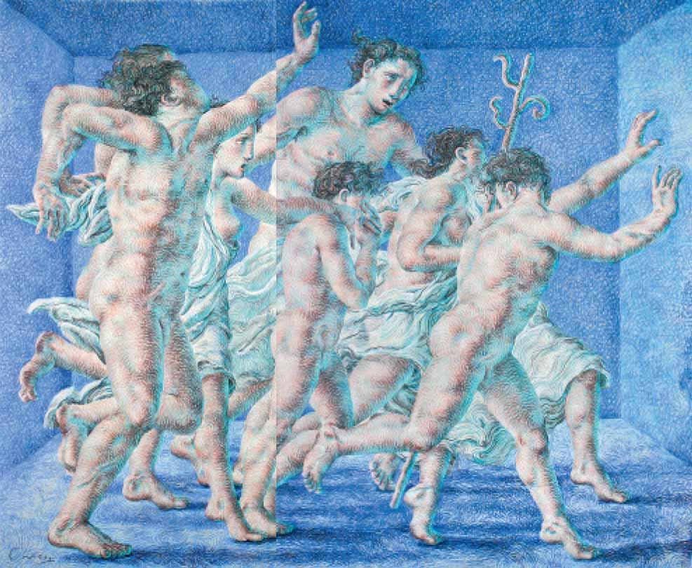 Ricardo Cinalli - Figures in a blue room, diptych