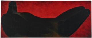 Ricardo Martínez - Figura yacente sobre fondo rojo