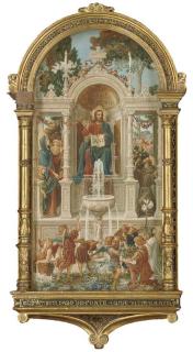 Riccardo Meacci - Christ enthroned, flanked by the Virgin and St. Francis of Assisi, before the Fountain of Life