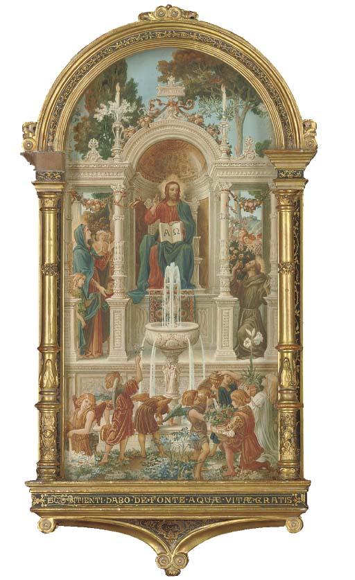 Riccardo Meacci - Christ enthroned, flanked by the Virgin and St. Francis of Assisi, before the Fountain of Life
