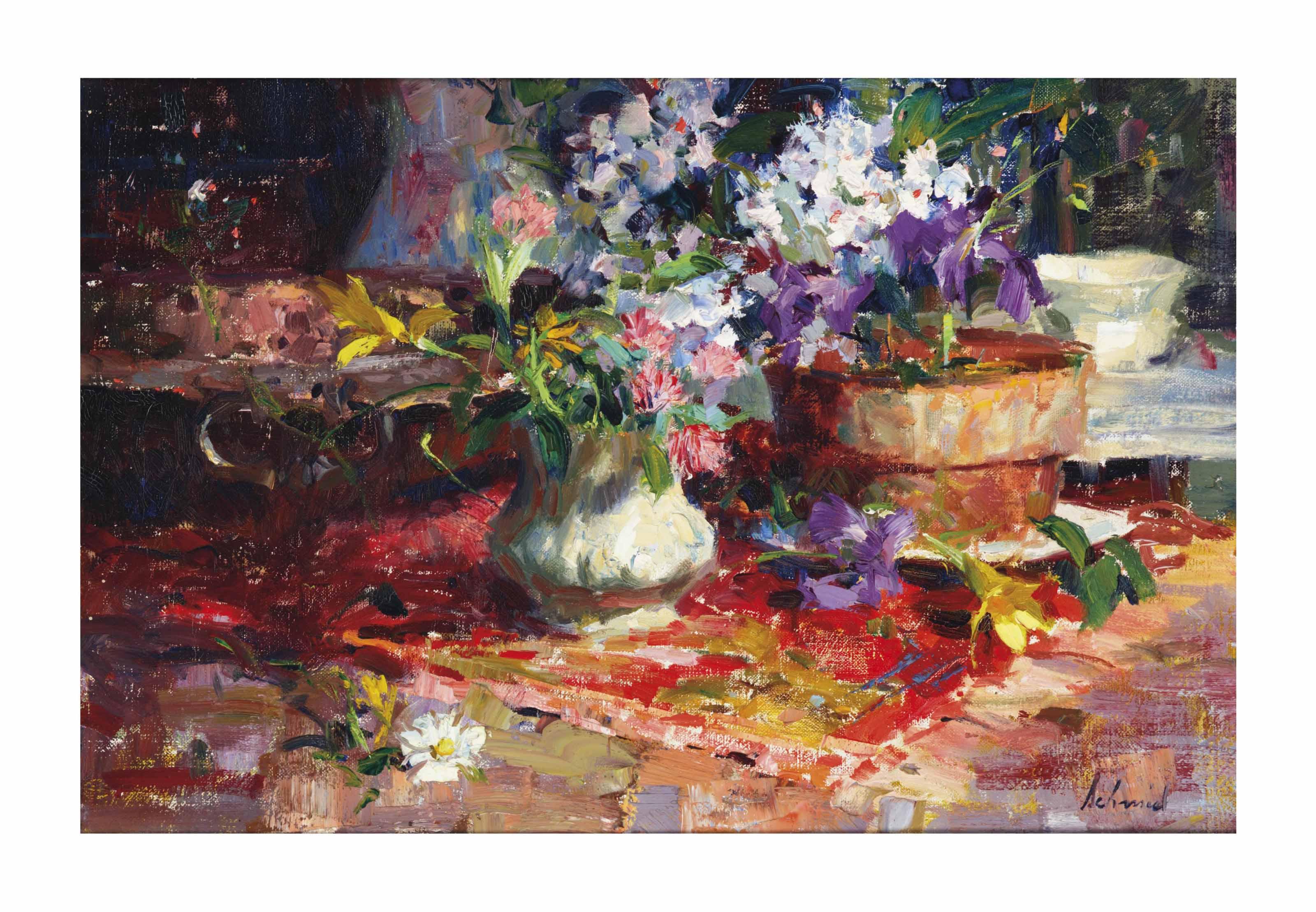 Richard Alan Schmid - Mountain Laurel, Iris and Daffodils
