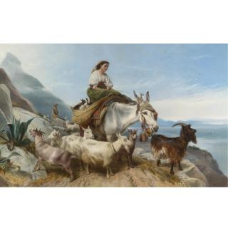 Richard Ansdell, R.A. - British Goatherd On The Rock Of Gibralter
