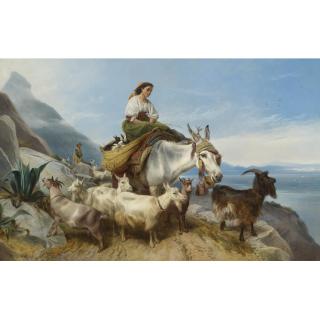 Richard Ansdell, R.A. - British Goatherd On The Rock Of Gibralter