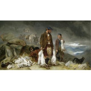 Richard Ansdell R.A. - Coming Out Of The Mist, Hare Shooting In Glen Spean
