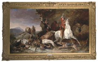Richard Ansdell, R.A. - The Kill: A Stag Hunting Scene