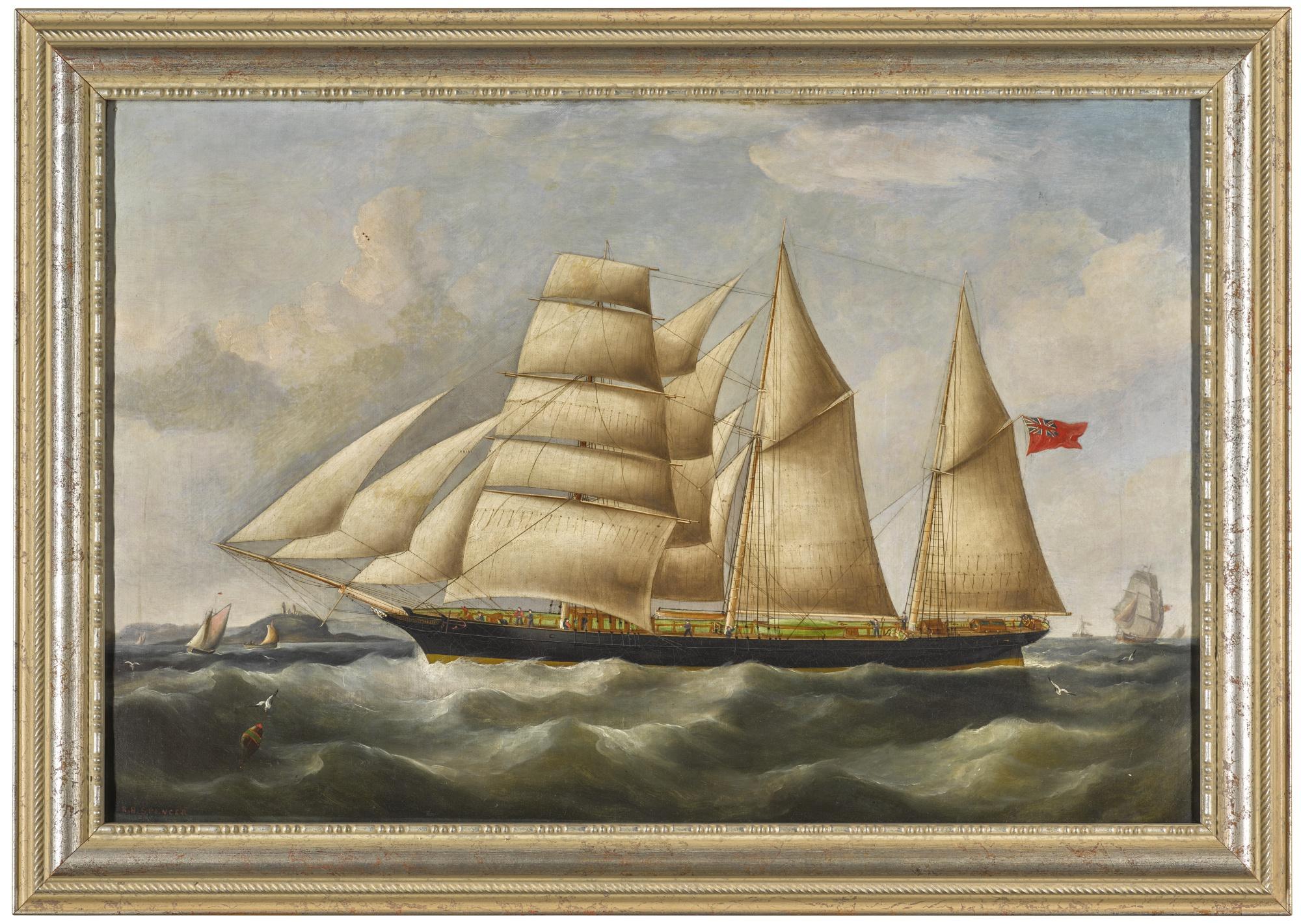 Richard Barnett Spencer - A British-Registered Barquenitne Running Down The Irish Sea Past Cork