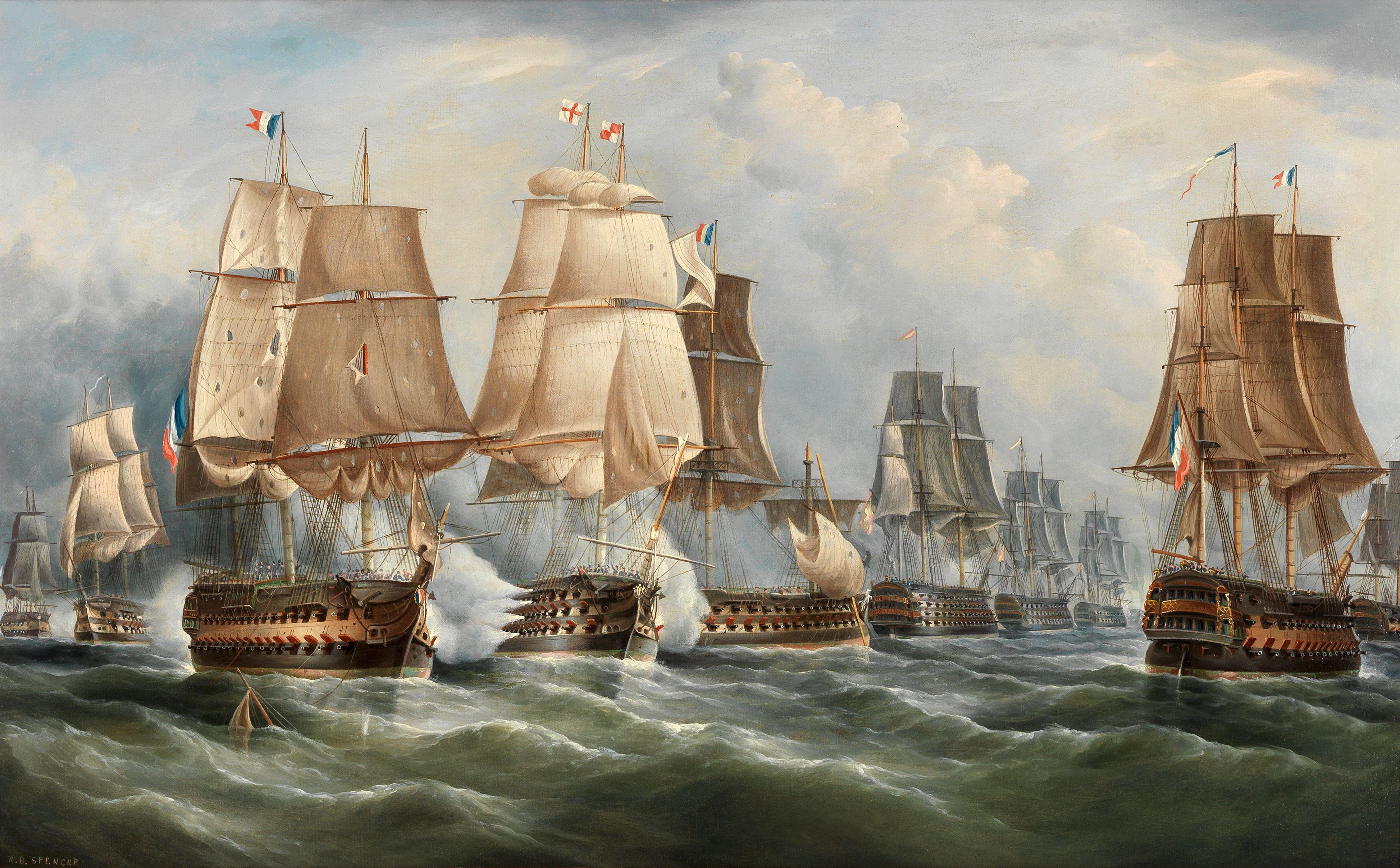 Richard Barnett Spencer - HMS Victory breaking the line at Trafalgar