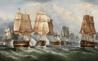 Richard Barnett Spencer - HMS Victory breaking the line at Trafalgar