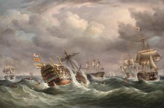 Richard Barnett Spencer - Santisima Trinidad dismasted at the Battle of Trafalgar, 1805