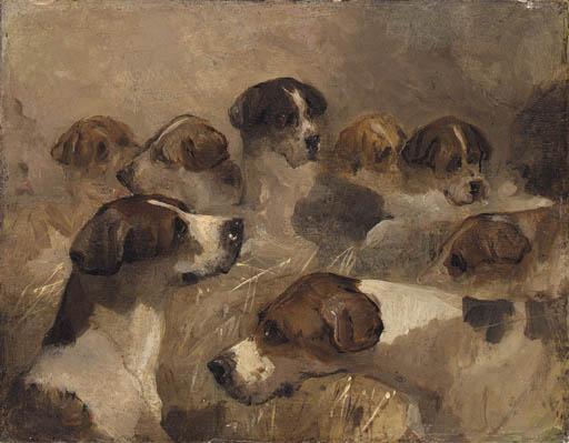 Richard Barrett Davis - Study of a Group of Foxhounds